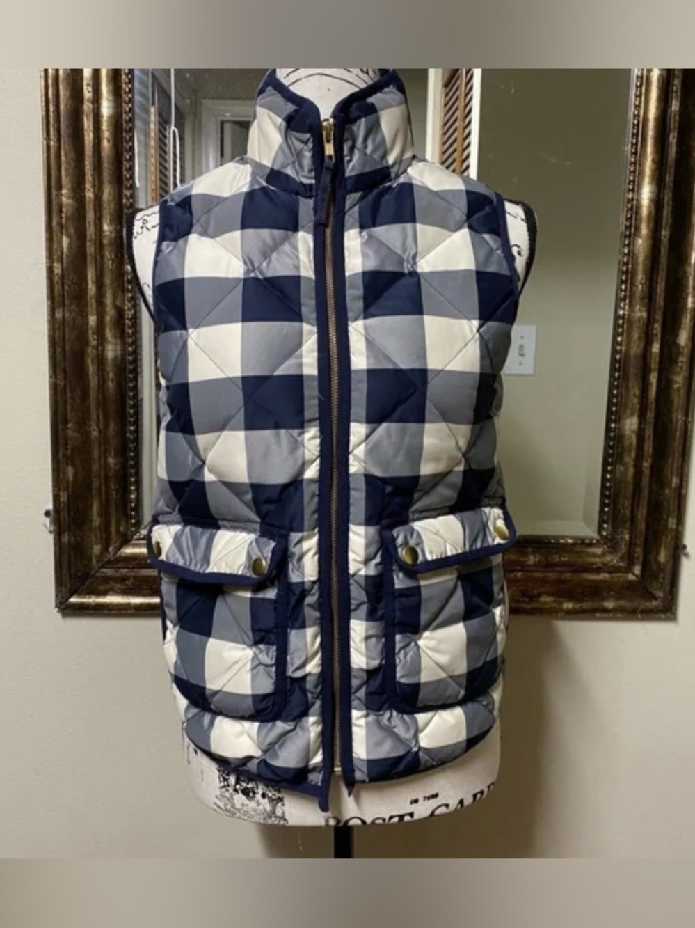 J.Crew Gingham Excursion Quilted Vest